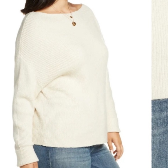 Treasure & Bond Plus Size 3X Off the Shoulder Pullover Sweater Ivory - Picture 5 of 5